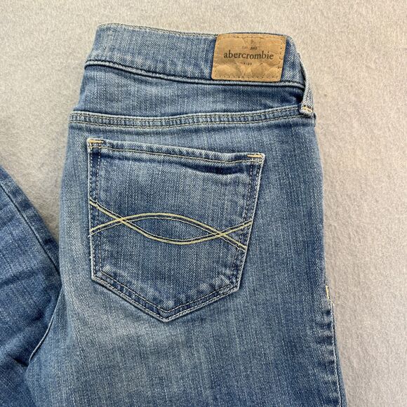 Abercrombie Kids Girls Denim Skinny Jeans Size 16 A Fitch Varsity Patch - Picture 6 of 13